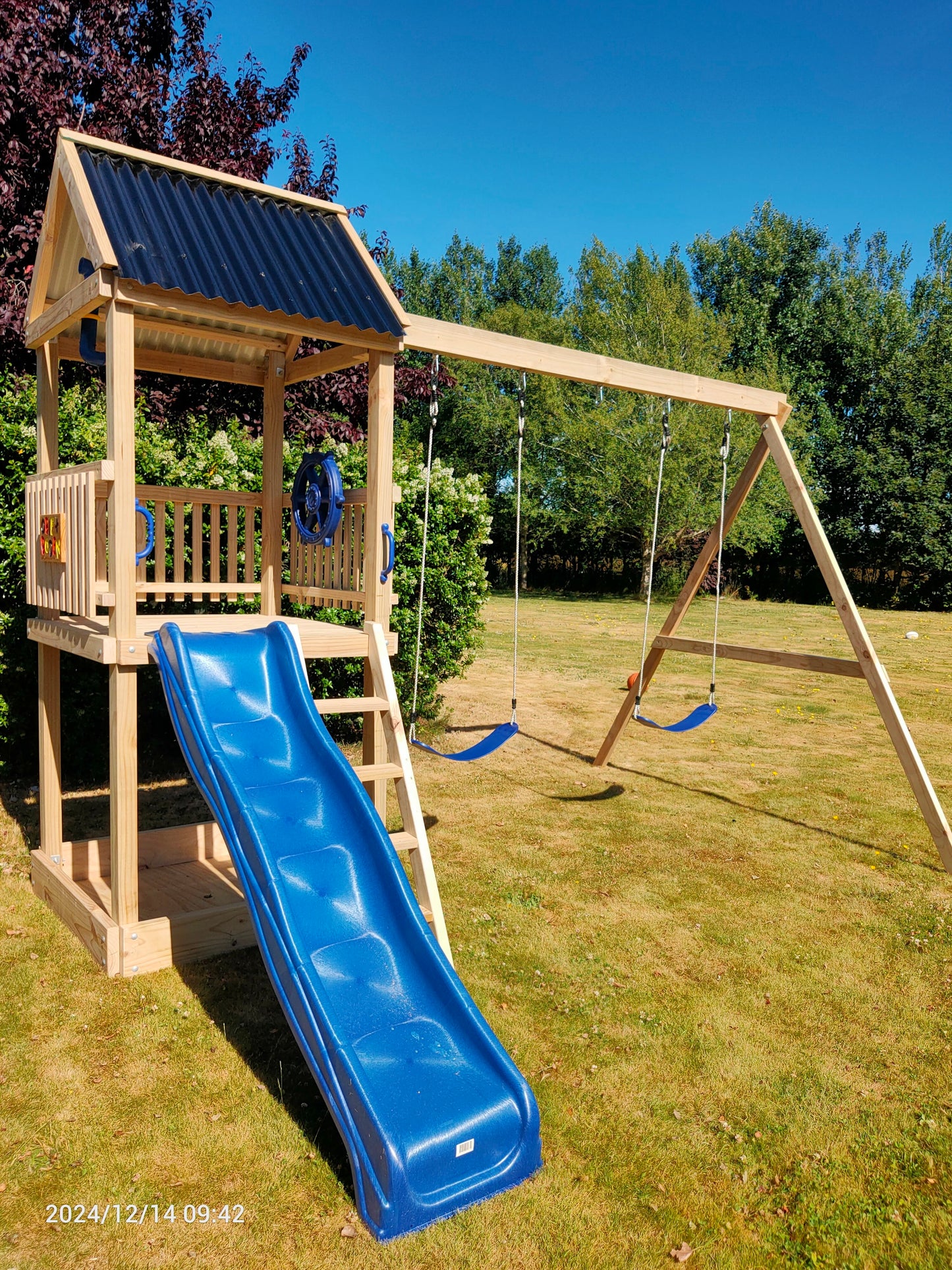 1.2mx1.2m Playground Tower (#5) - with slide and swings