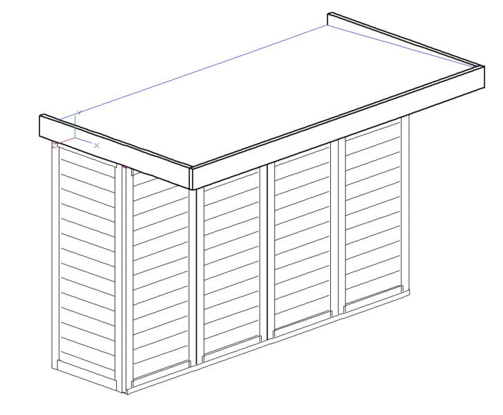3.5m wide Custom BBQ Enclosure with Bifold Barn Style Doors and cantilever canopy.