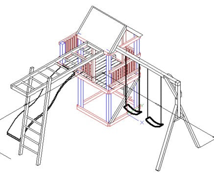 Standard 1.8mx1.2m Balcony Tower (#2) - Monkey Bars, slide & swings
