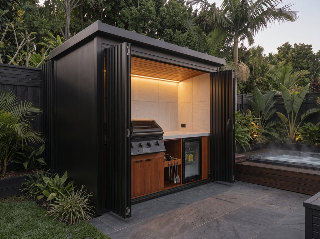 BBQ Bifold Outdoor Kitchen Complete (#8) 2.4m | Matador Built-In | Acacia WoodworX NZ