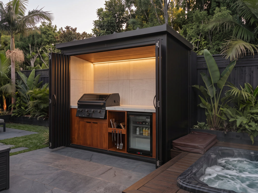 BBQ Bifold Outdoor Kitchen Complete (#8) 2.4m | Matador Built-In | Acacia WoodworX NZ