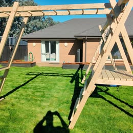 Small Wooden Playground with Monkey Bars & Swings - No Slide