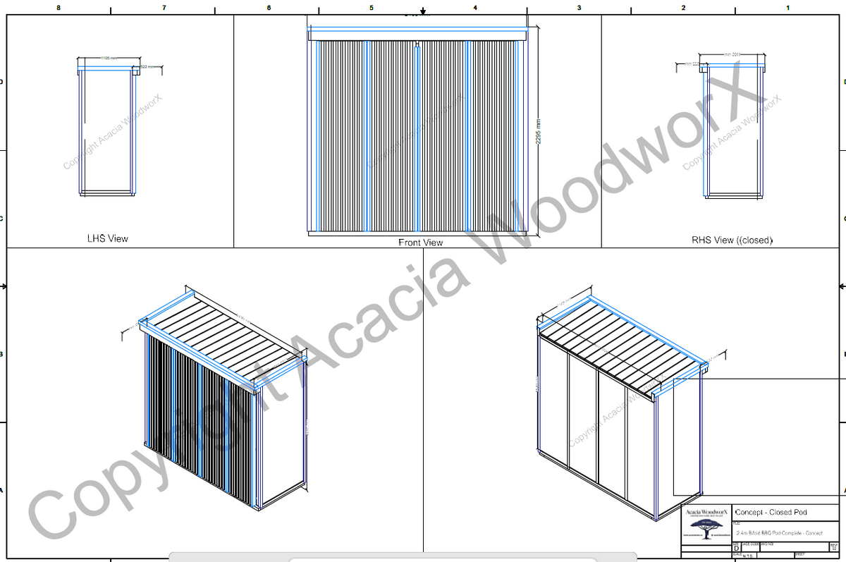 BBQ Bifold Outdoor Kitchen Complete (#8) 2.4m | Matador Built-In | Acacia WoodworX NZ
