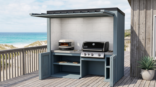 BBQ Kitchen Complete (#2) 2.4m | Weber Genesis E-360 Built-In | Outdoor Kitchen NZ