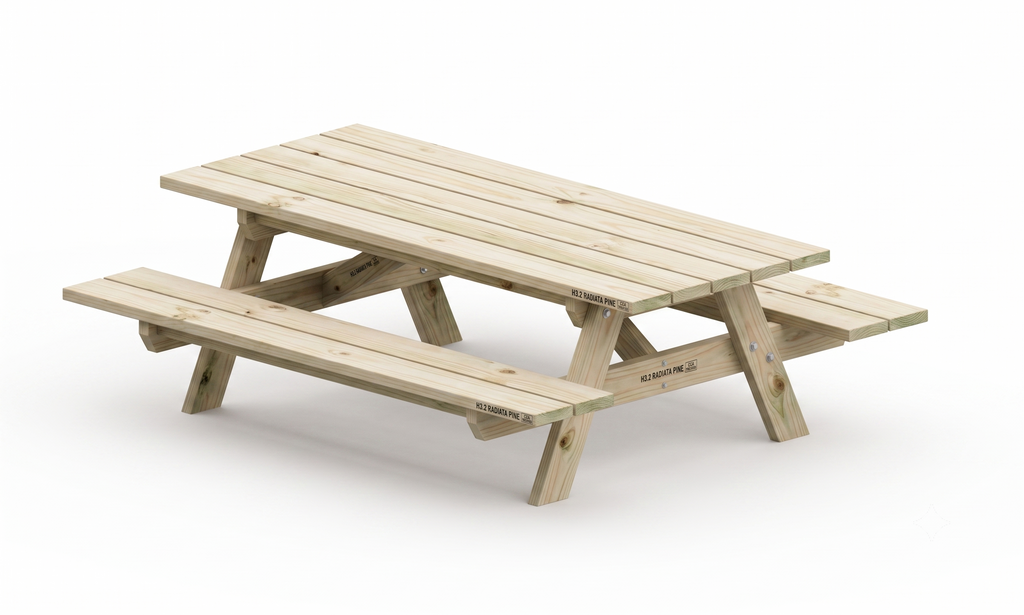 American Classic Style Picnic Table - Radiata Pine — Seats 4 to 10+