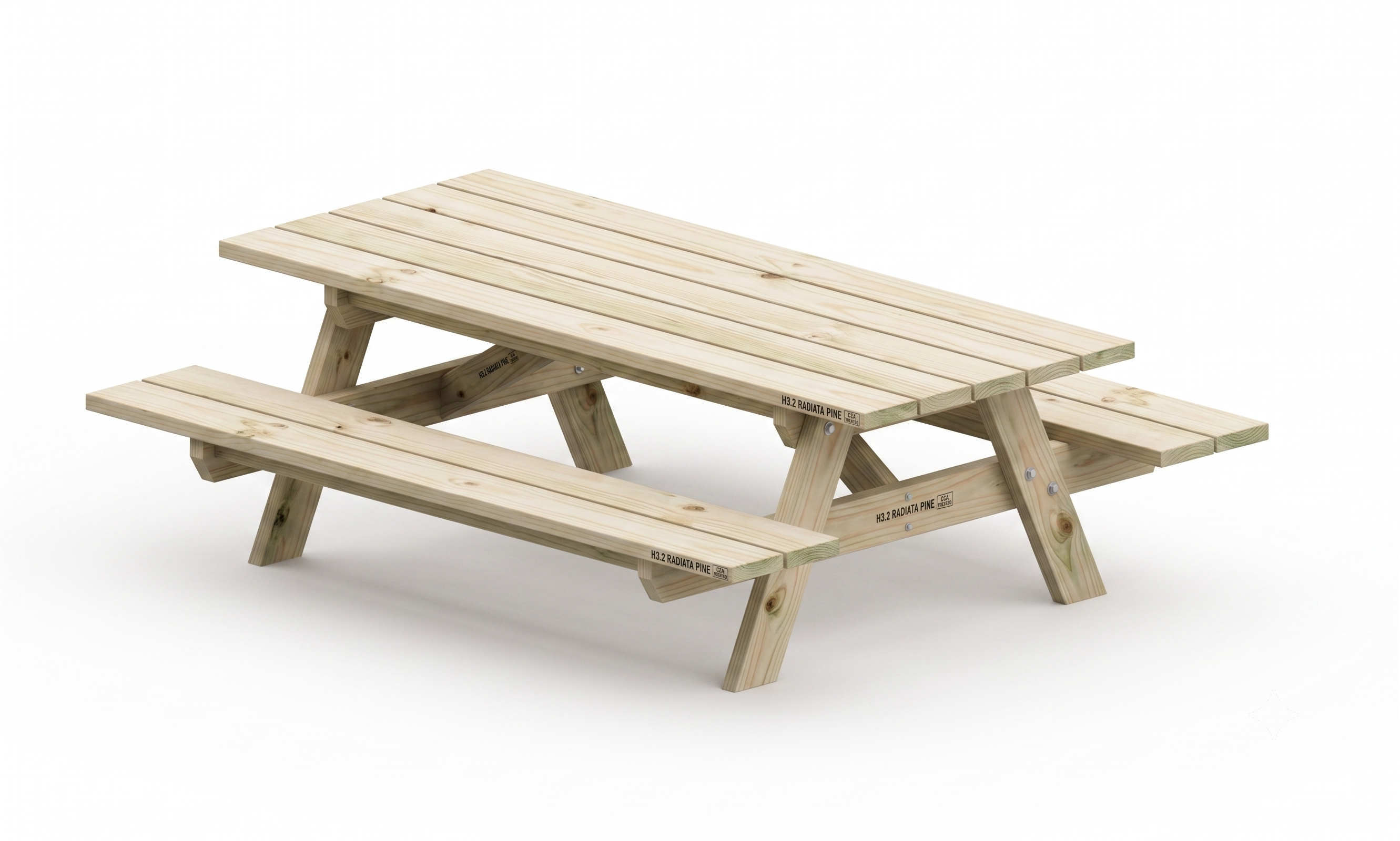 American Classic Style Picnic Table - Radiata Pine — Seats 4 to 10+