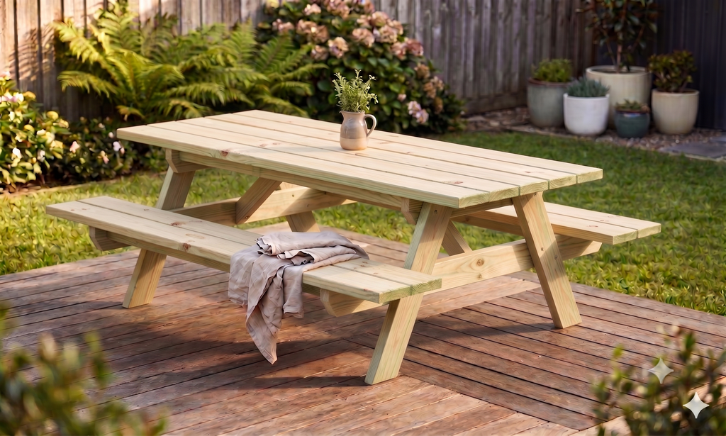 American Classic Style Picnic Table - Radiata Pine — Seats 4 to 10+