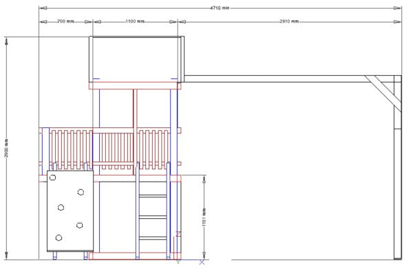 1.2mx1.2m Playground Tower (#8) - balcony version, with slide and swings
