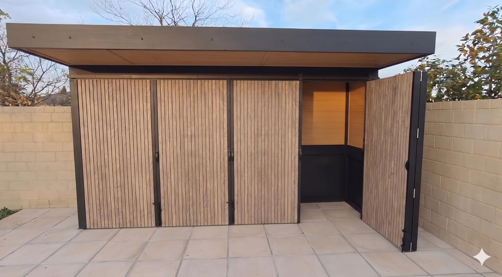 BBQ Enclosure (#4) 4.2m, Bifold WPC Doors & Canopy Roof | Outdoor Kitchen Cover NZ