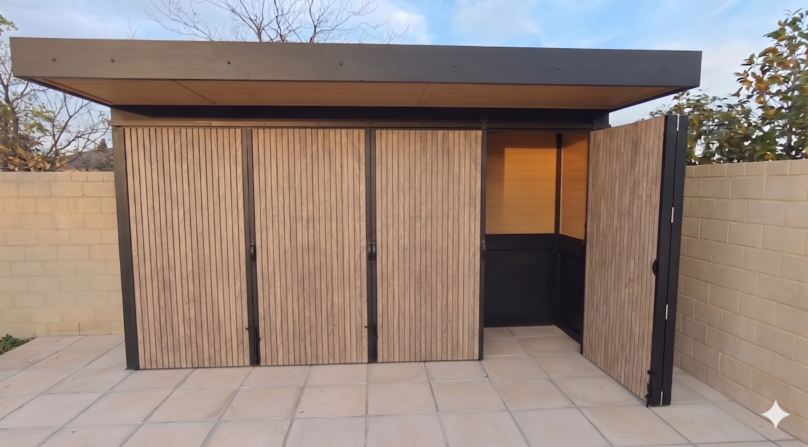 BBQ Enclosure (#4) 4.2m, Bifold WPC Doors & Canopy Roof | Outdoor Kitchen Cover NZ