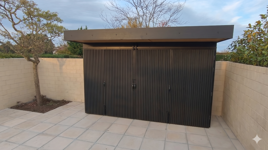 BBQ Enclosure (#4) 4.2m, Bifold WPC Doors & Canopy Roof | Outdoor Kitchen Cover NZ