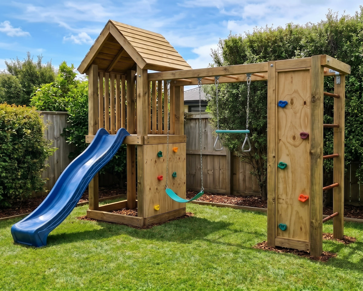 The Mihini Playset (#1) – Monkey Bars, Slide, Swing & Trapeze