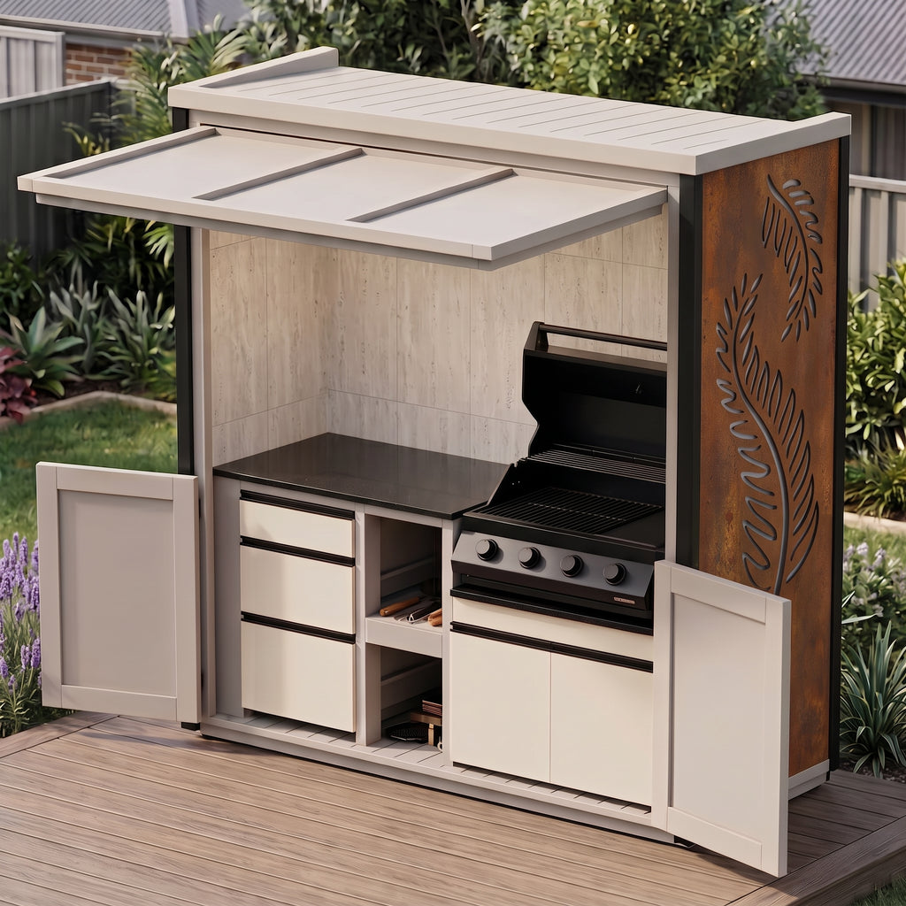 BBQ Outdoor Kitchen Complete (#7) 2.4m | Matador Built-In | Acacia WoodworX NZ