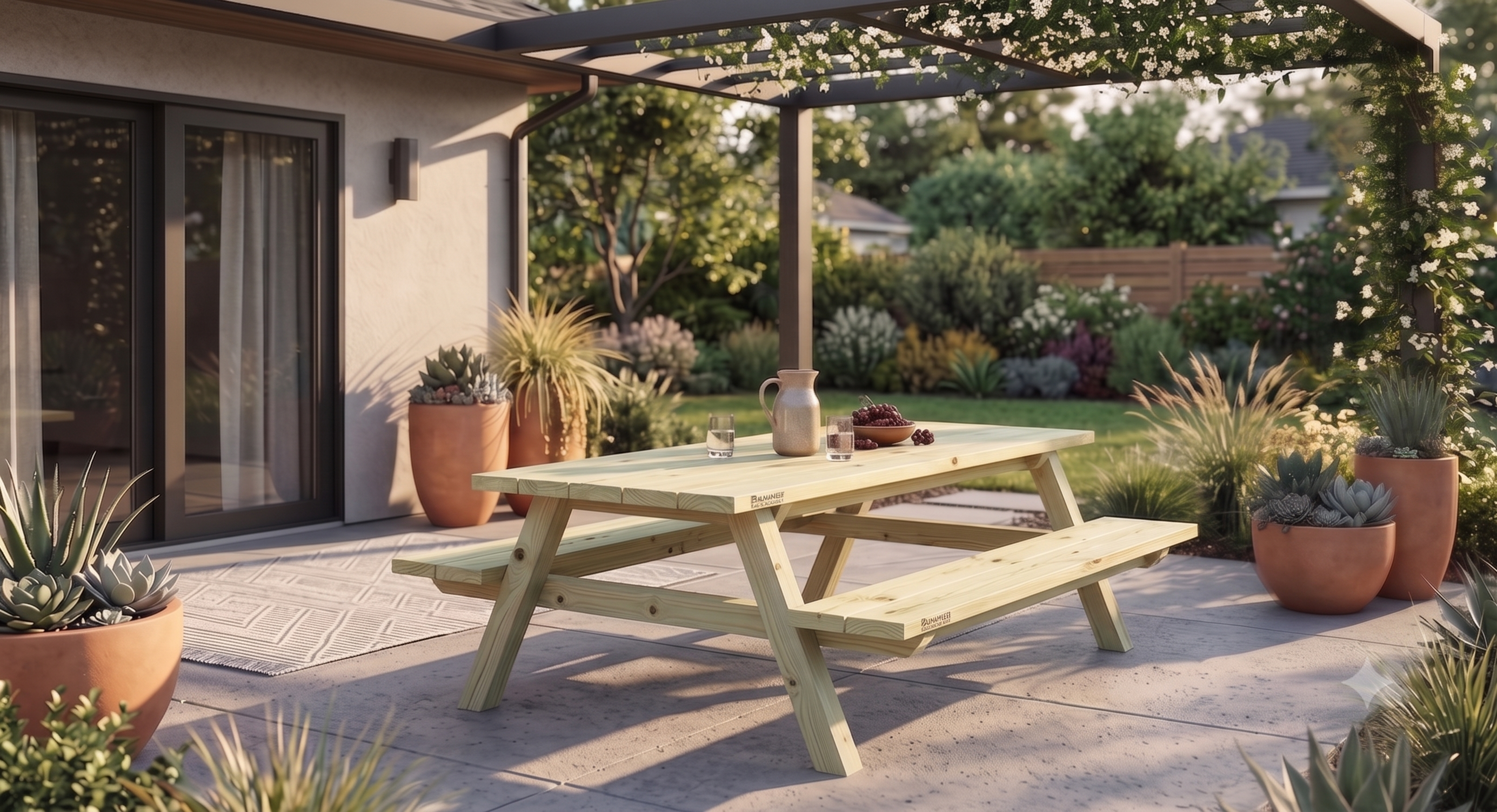 American Contemporary Style Picnic Table - Pine — Seats 4 to 10+