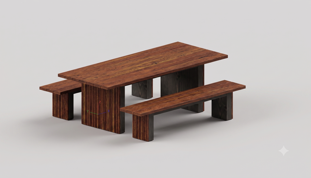 Slater Dining Set — 2.4m Table & Two 2.1m Benches