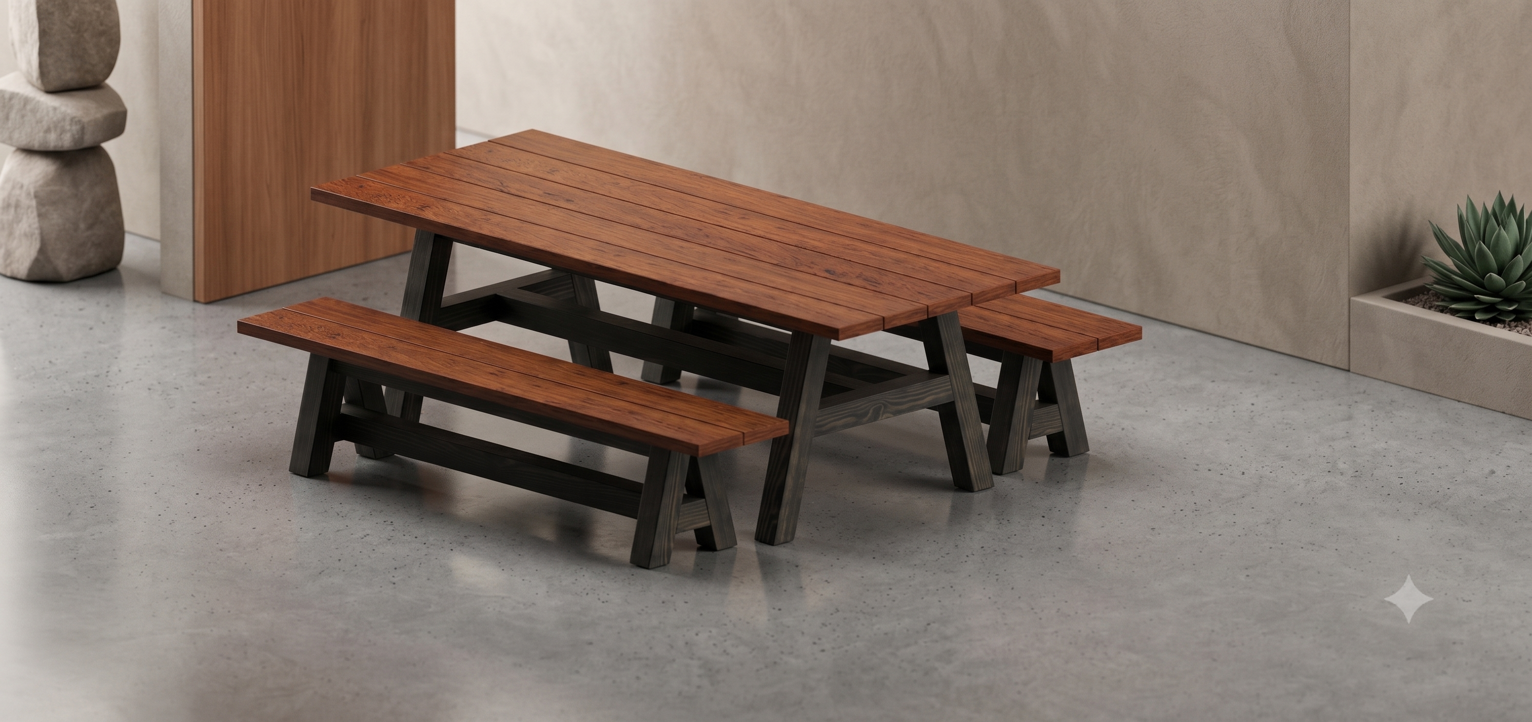 Kwila Table with Benches — 6, 8 or 10 Seater