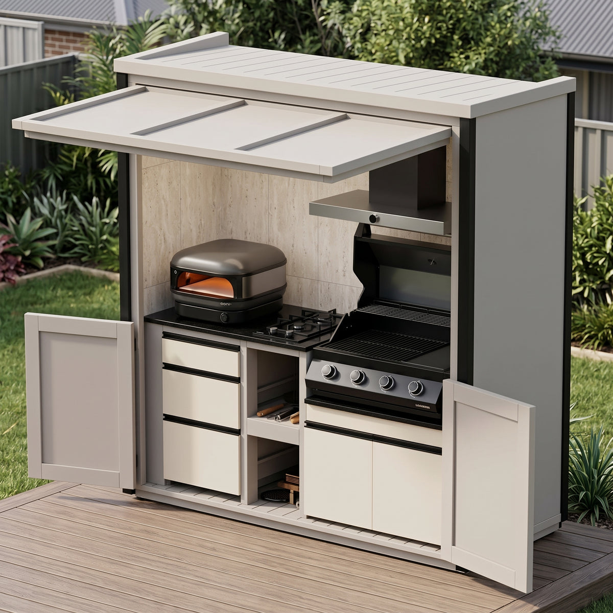 BBQ Outdoor Kitchen Complete (#7) 2.4m | Matador Built-In | Acacia WoodworX NZ