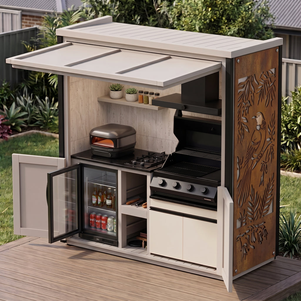 BBQ Outdoor Kitchen Complete (#7) 2.4m | Matador Built-In | Acacia WoodworX NZ