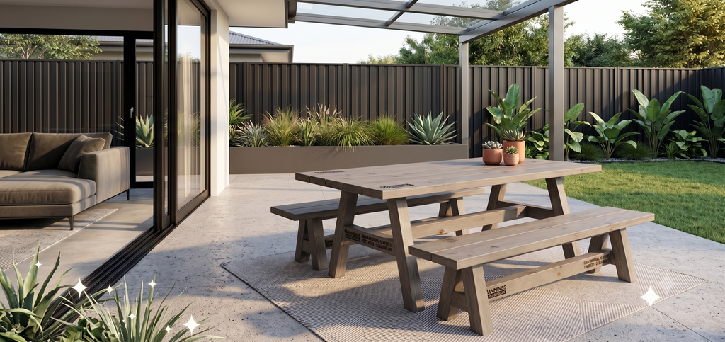 Premium Radiata Table with Benches