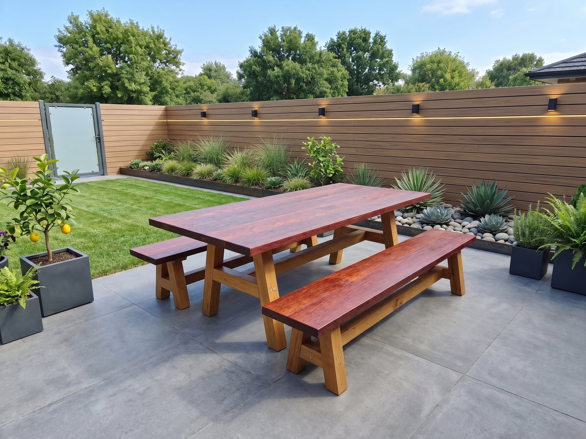 Premium Kwila Table with Benches
