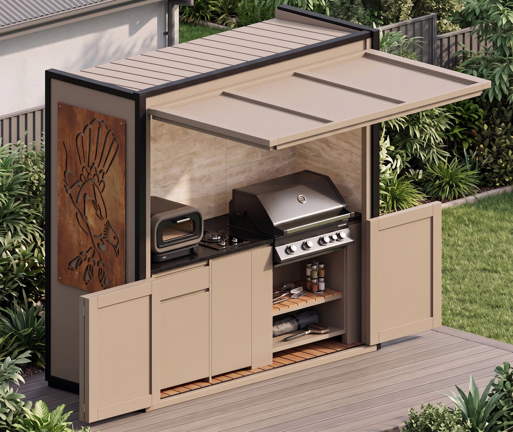 BBQ Outdoor Kitchen Complete (#7) 2.4m | Matador Built-In | Acacia WoodworX NZ