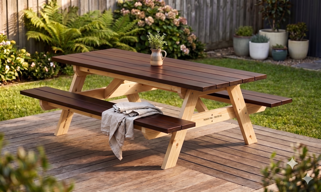 American Classic Style Kwila Picnic Table — Seats 4 to 10+