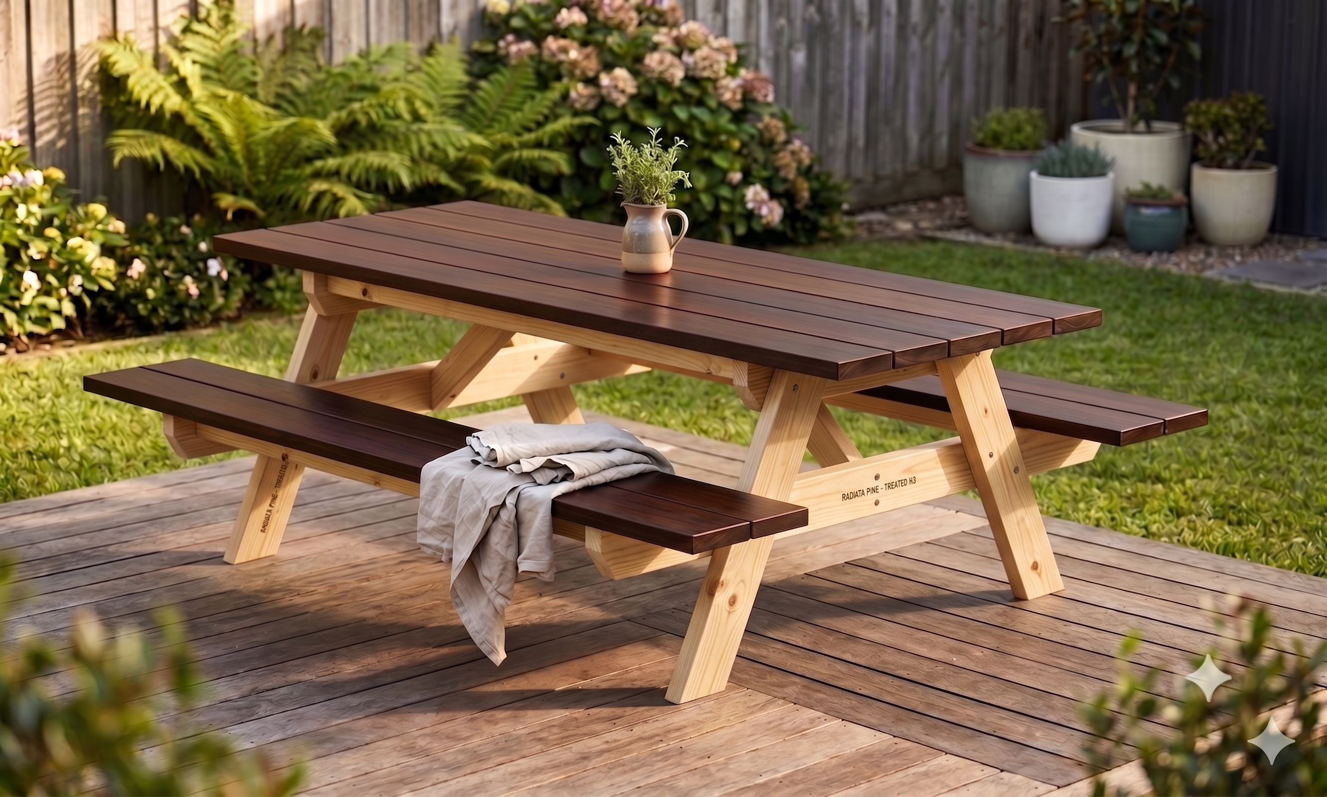American Classic Style Kwila Picnic Table — Seats 4 to 10+