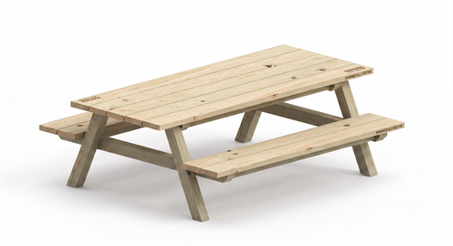 American Contemporary Style Picnic Table - Radiata Pine — Seats 4 to 10+
