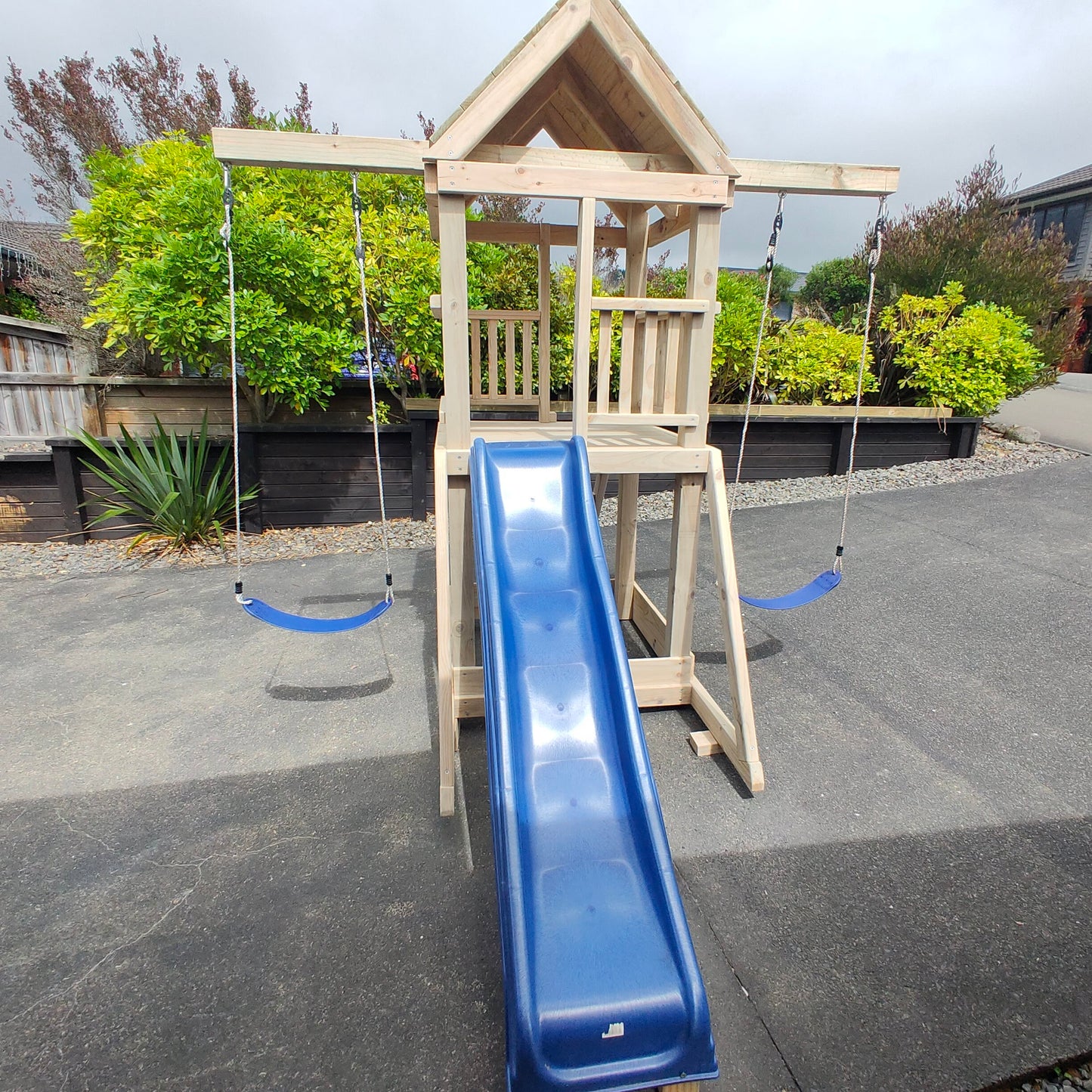 1.2mx1.2m Playground Tower (#3) - with slide, sandpit and swings