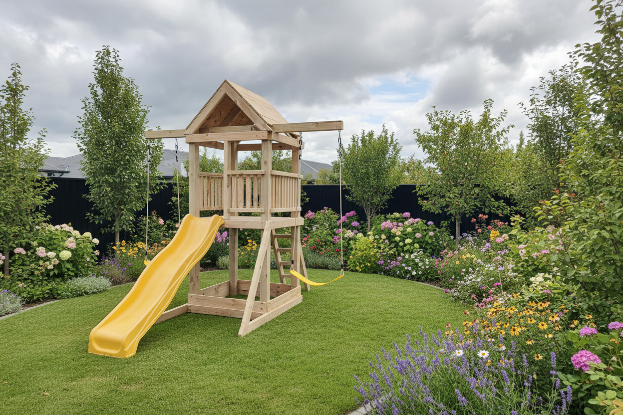 Standard 1.2mx1.2m Play Tower (#3) - with slide and swings
