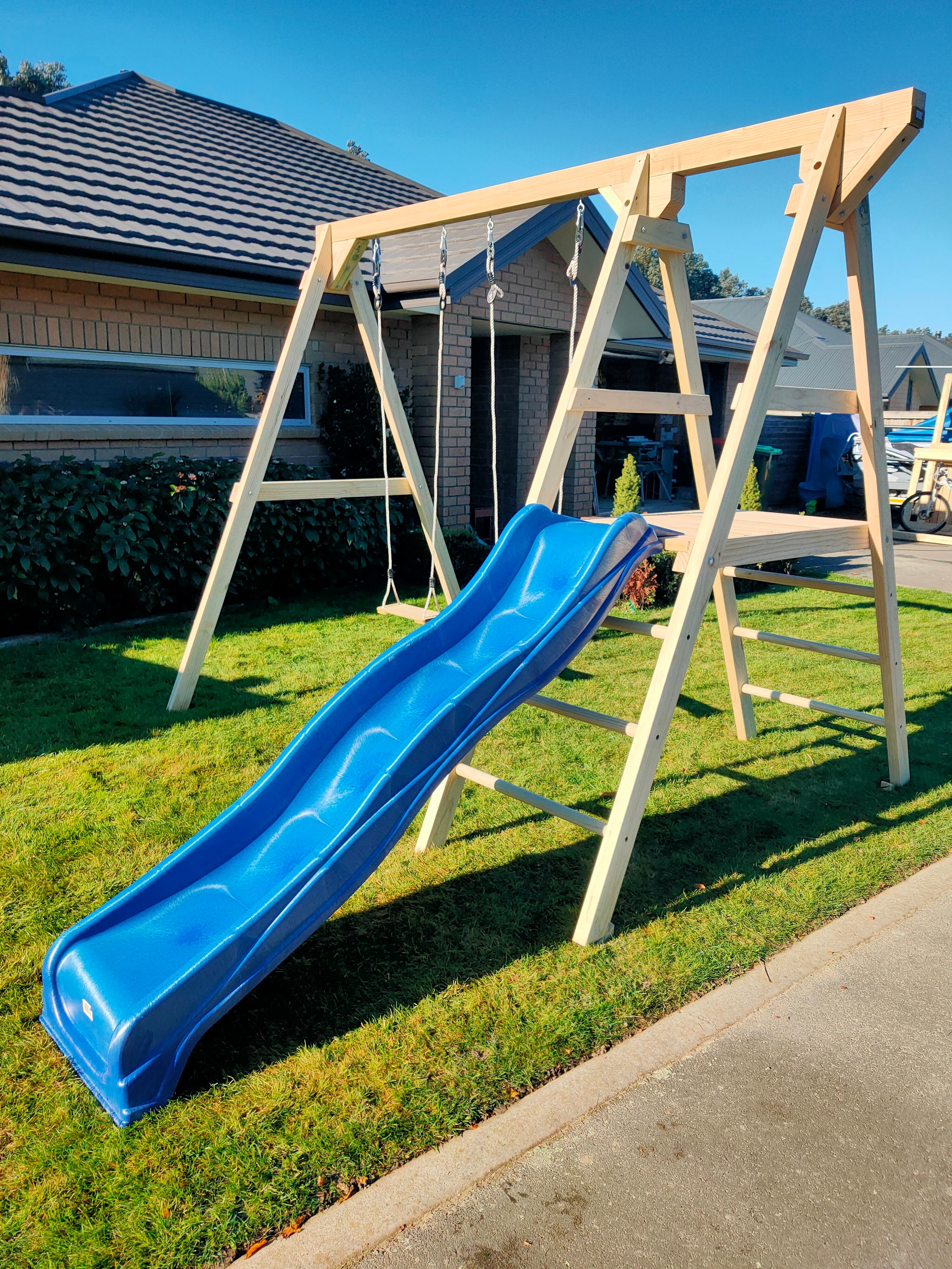 Small Wooden Playground with Slide & Swings - Base Model