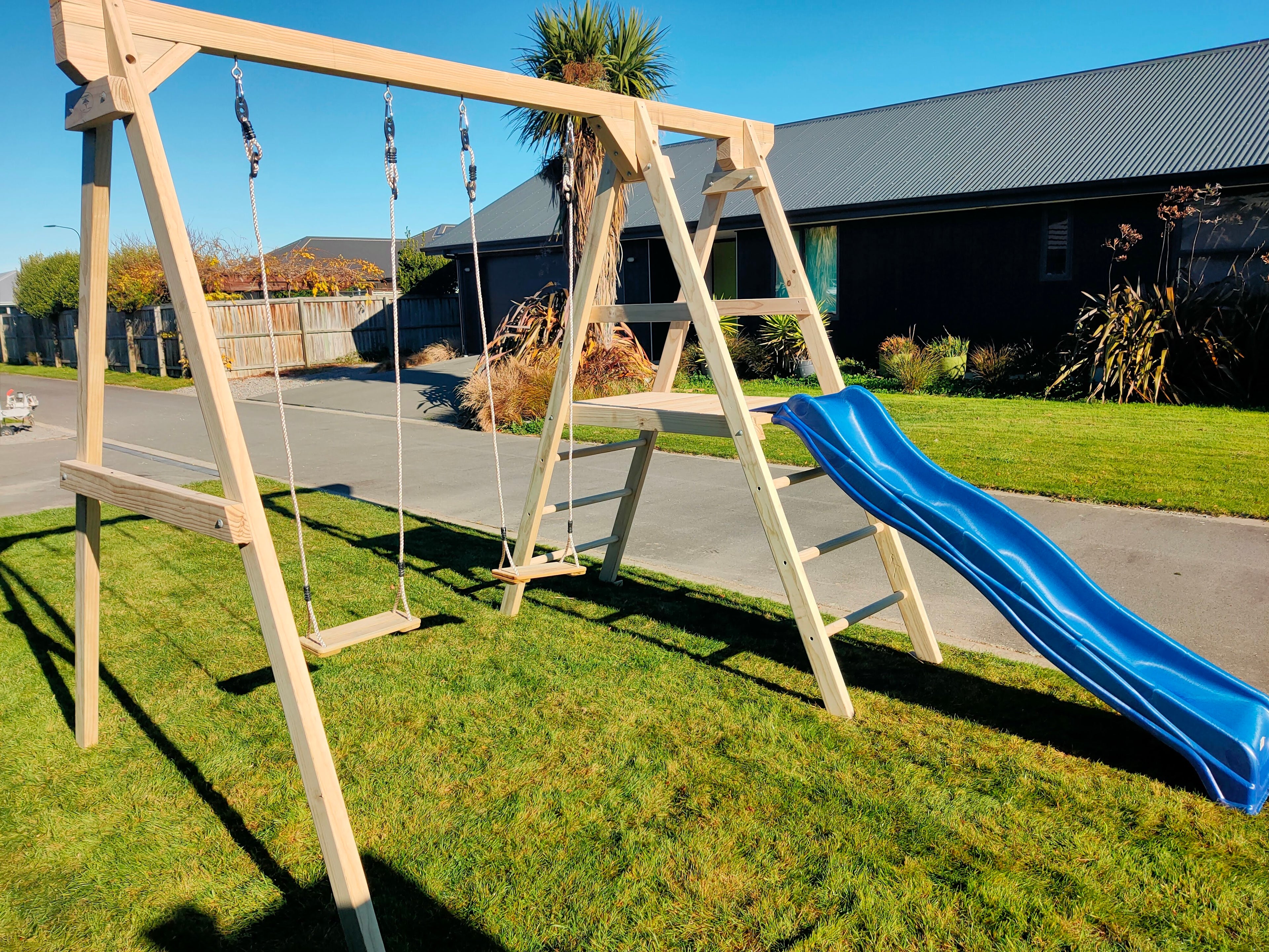 Small Wooden Playground with Slide & Swings - Base Model