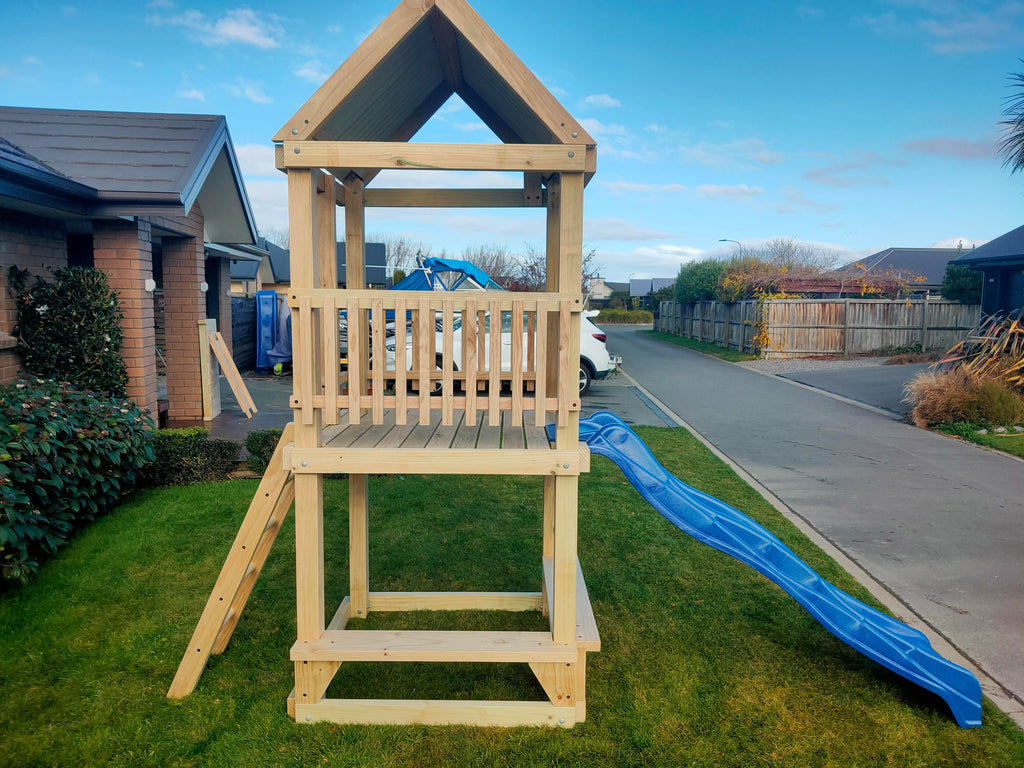 Timber Play Tower with Wave Slide – 1.2m x 1.2m Backyard Playground