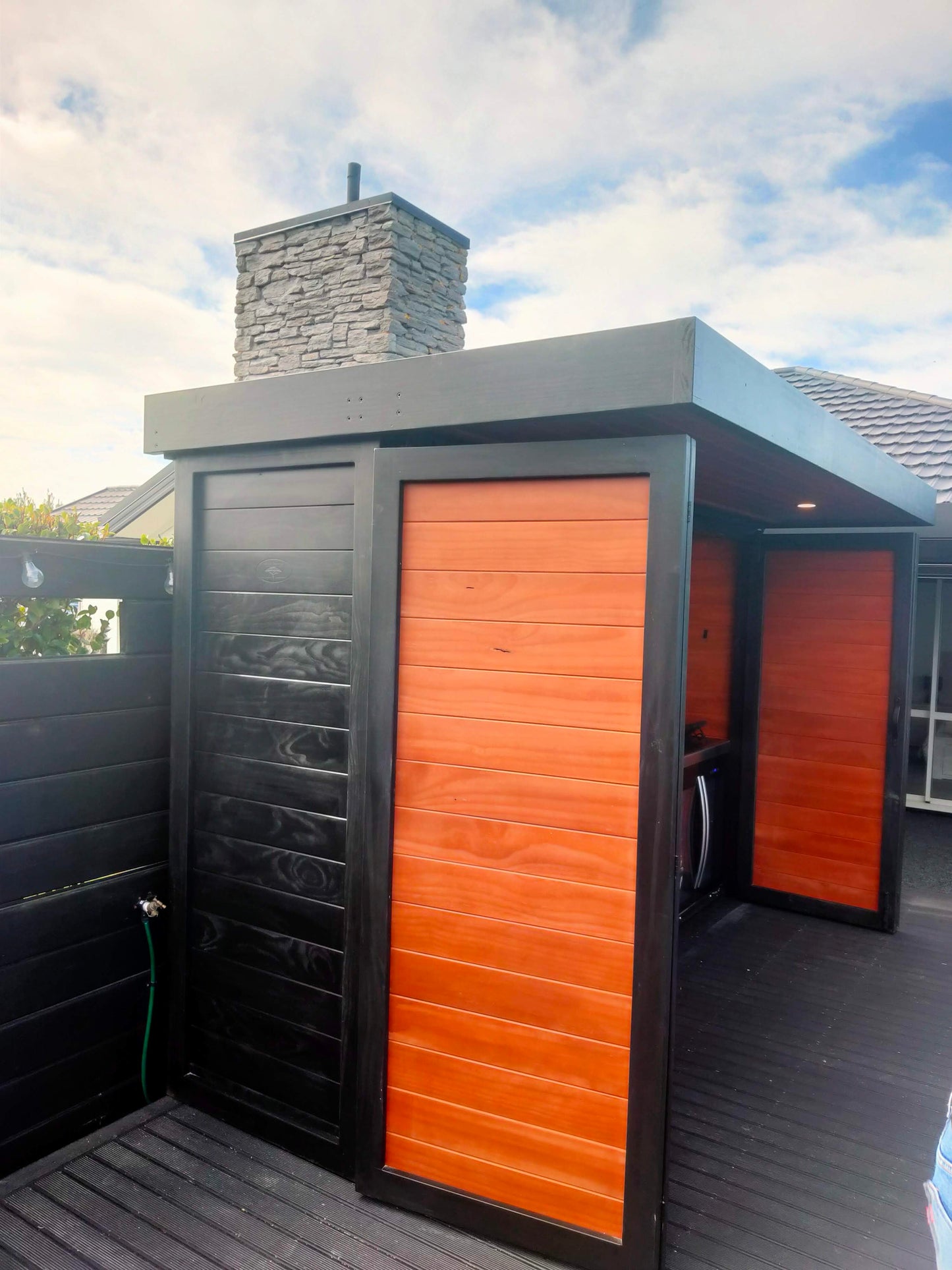 BBQ Enclosure (#3) Bifold Barn Style Doors and Cantilever Roof
