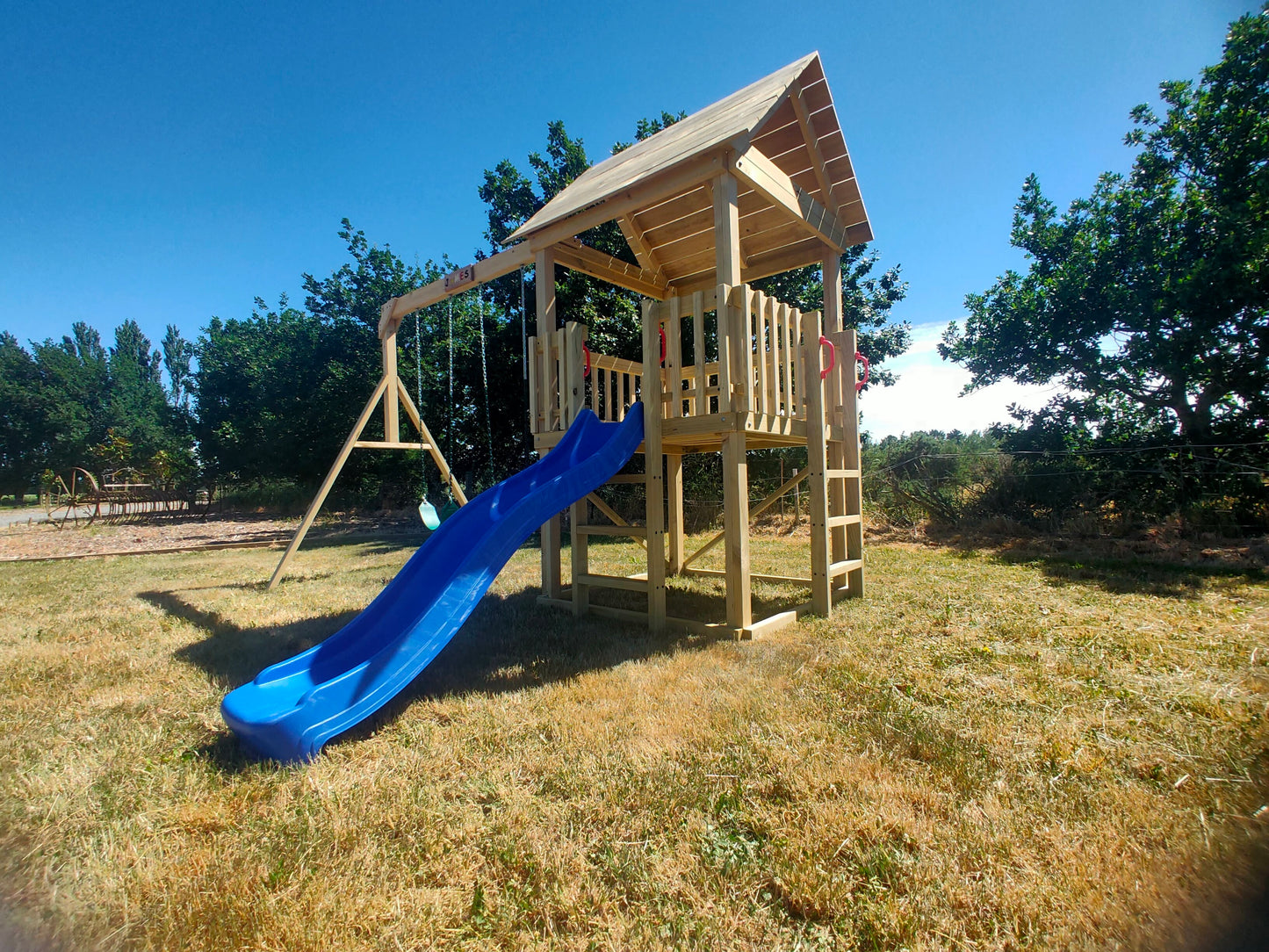 Large 1.5mx1.5m Play Tower (#5) - with slide and HD swings