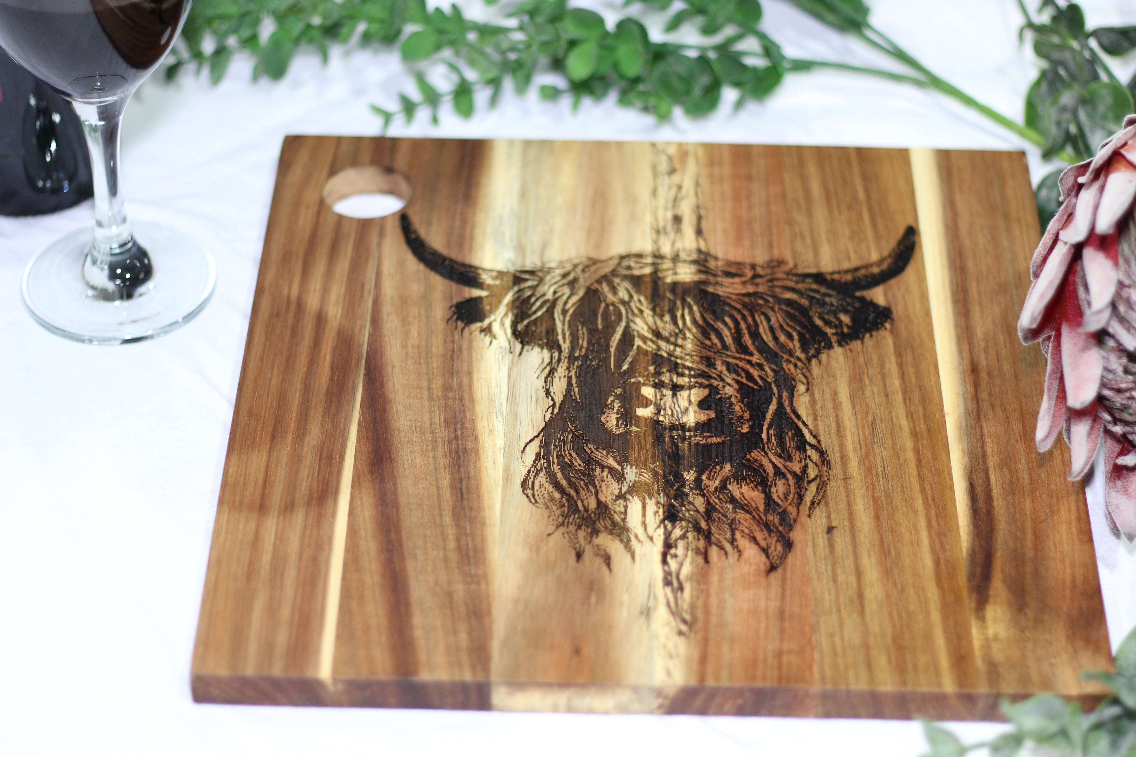 Highland Cow II Engraved Wooden Serving Board