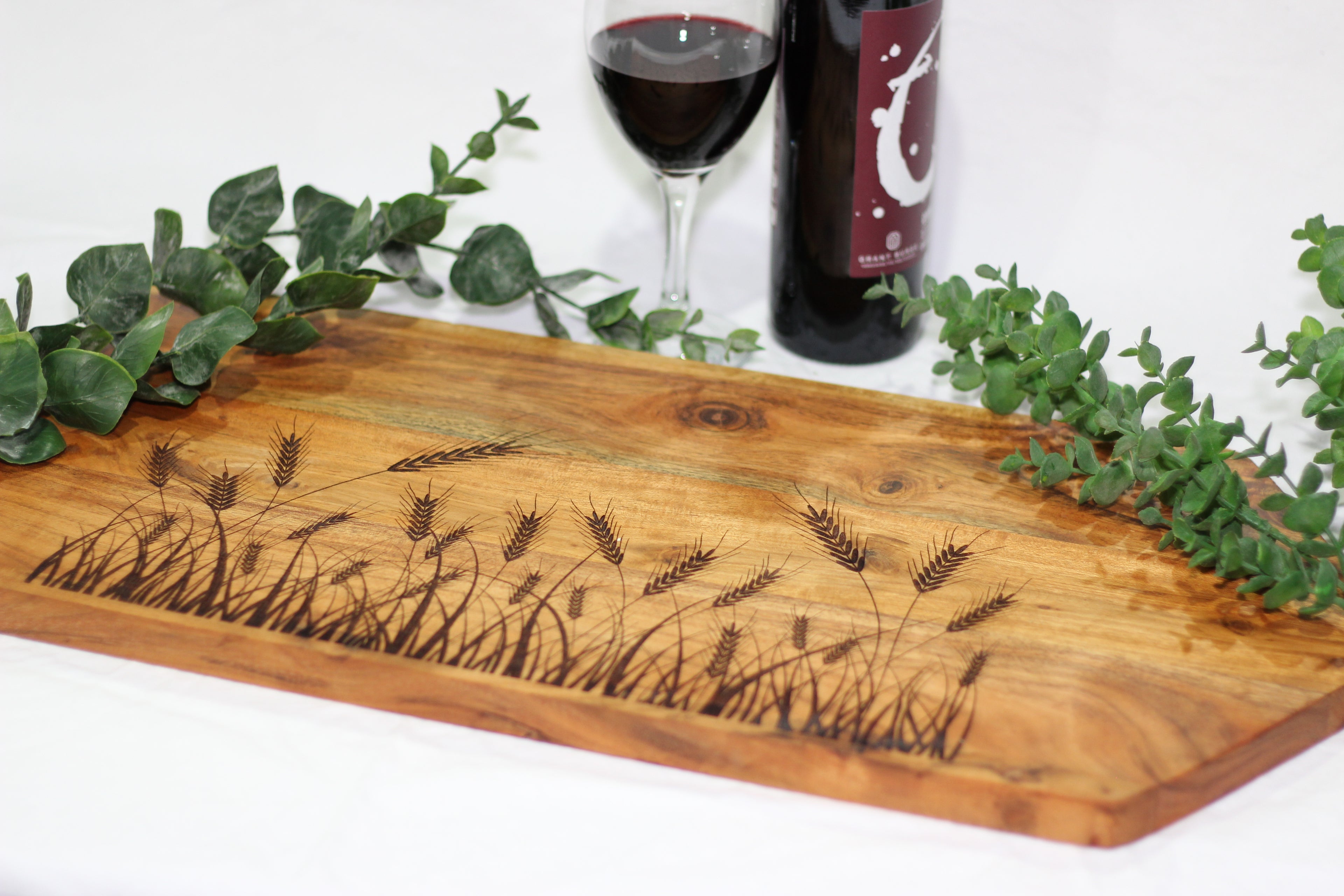 Wheat Field Engraved Wooden Serving Board