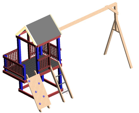 1.2mx1.2m Playground Tower (#8) - balcony version, with slide and swings