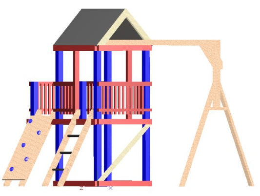 1.2mx1.2m Playground Tower (#8) - balcony version, with slide and swings