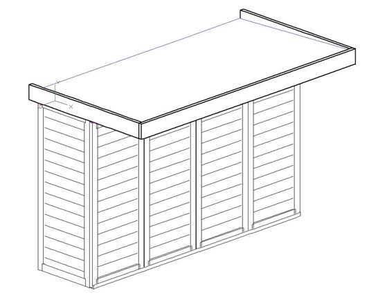 3.5m wide Custom BBQ Enclosure with Bifold Barn Style Doors and cantilever canopy.