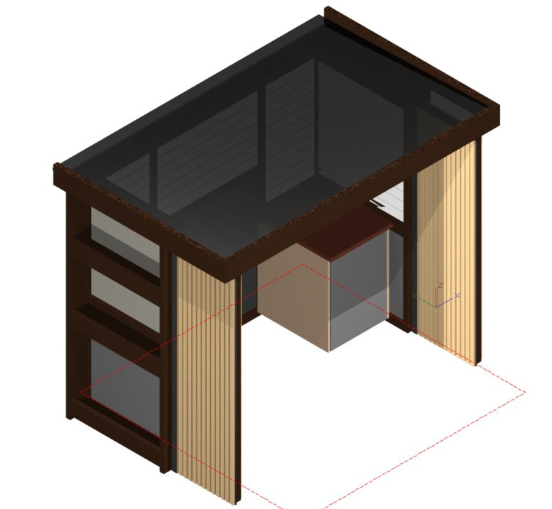 BBQ Enclosure (#3) Bifold Doors, Cantilever Roof & Planter
