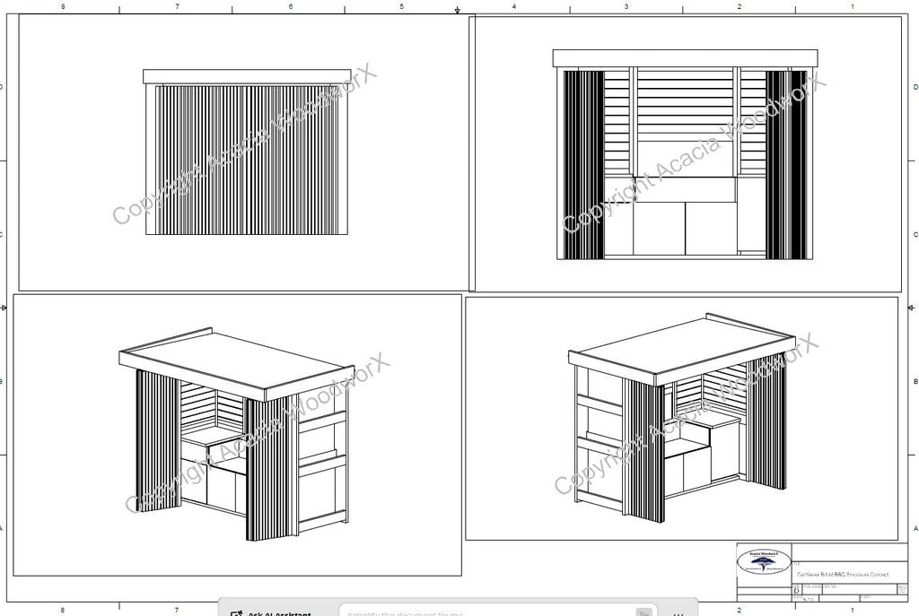 BBQ Pod Complete (#4) 2.8m – Bifold Doors, Cantilever Roof & Planter | Acacia WoodworX
