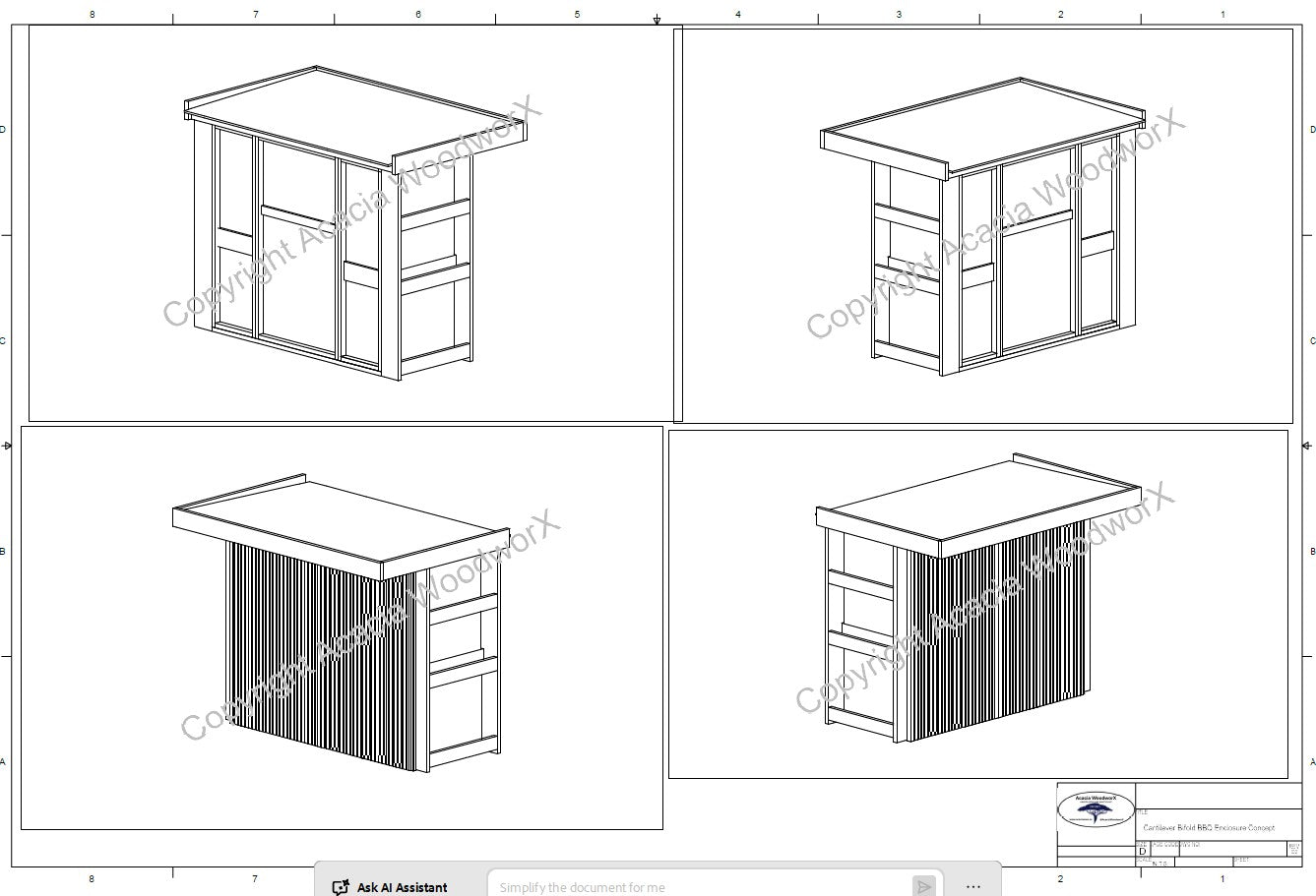 BBQ Enclosure (#3) Bifold Doors, Cantilever Roof & Planter