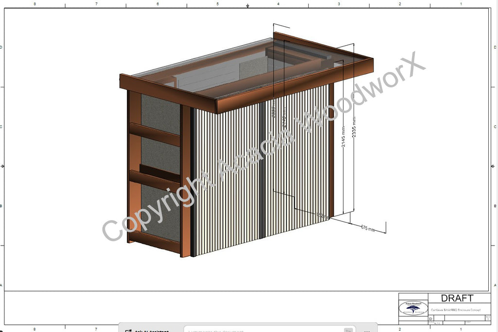 BBQ Enclosure (#3) 2.8m, Bifold WPC Doors, Cantilever Roof & Planter | Outdoor Kitchen Cover NZ