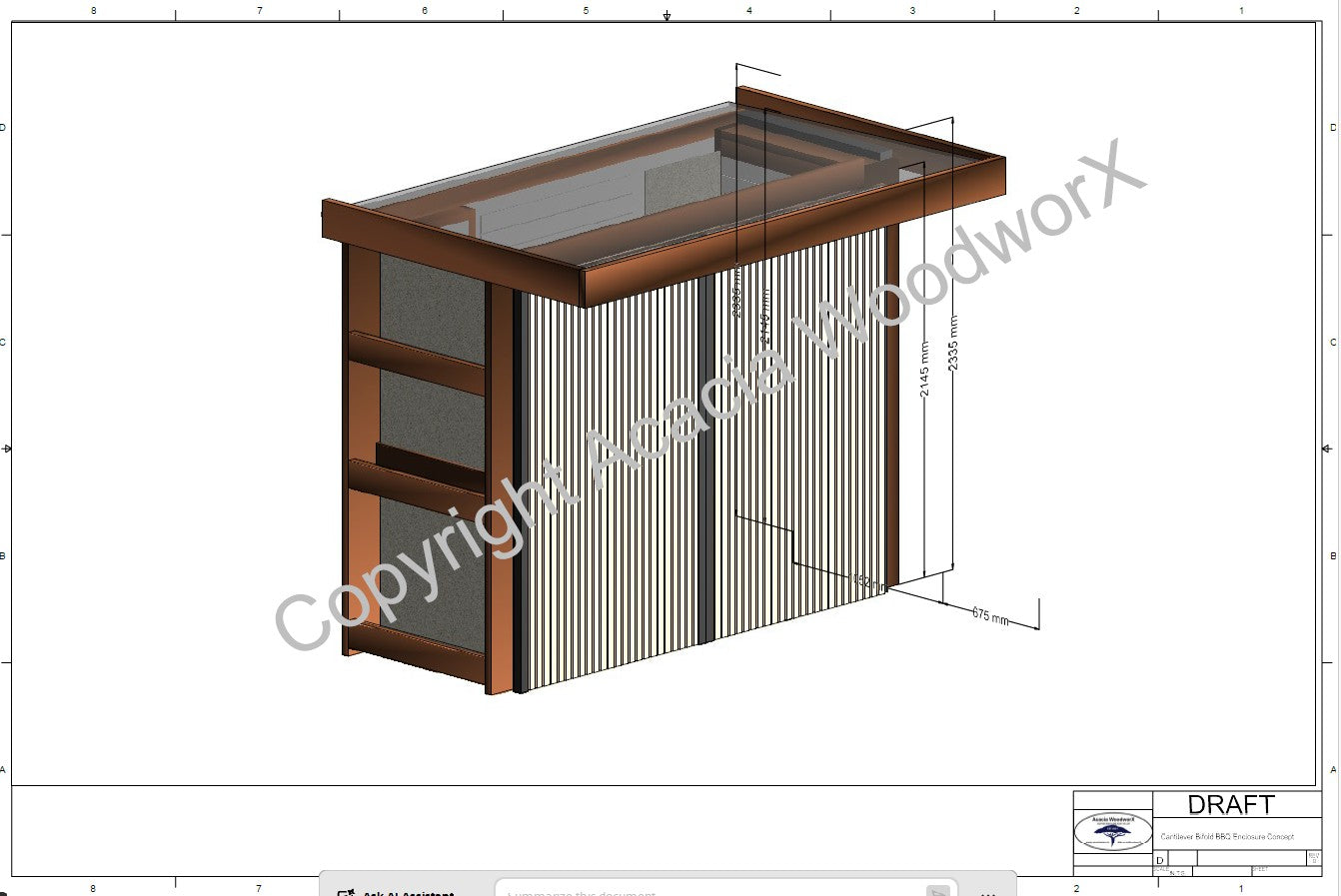 BBQ Enclosure (#3) Bifold Doors, Cantilever Roof & Planter