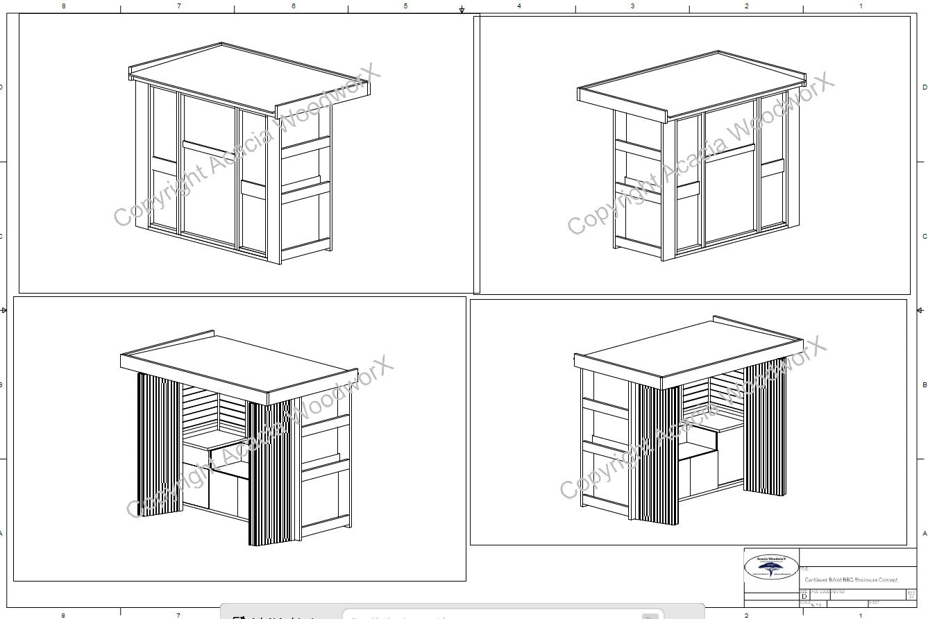 BBQ Enclosure (#3) Bifold Doors, Cantilever Roof & Planter