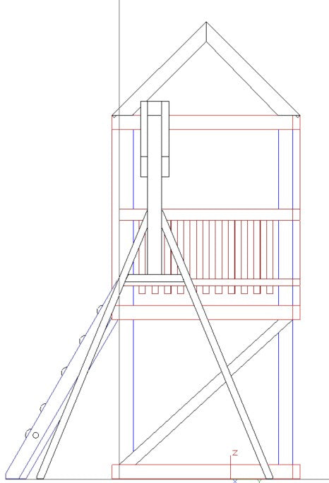 1.2mx1.2m Playground Tower (#8) - balcony version, with slide and swings