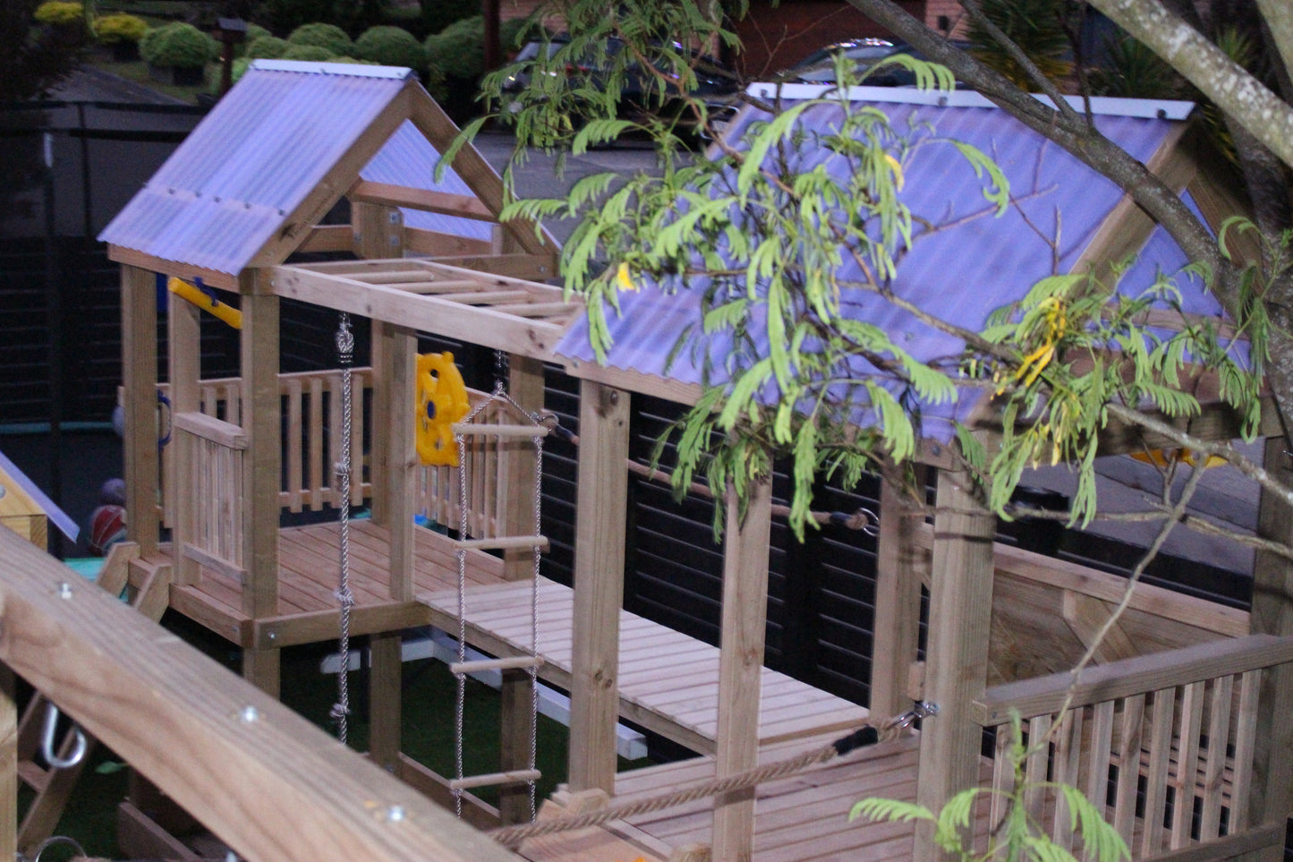 Triple Tower Playground (#11) - 3 x towers, with slides, monkey bars, bridges, swings and more