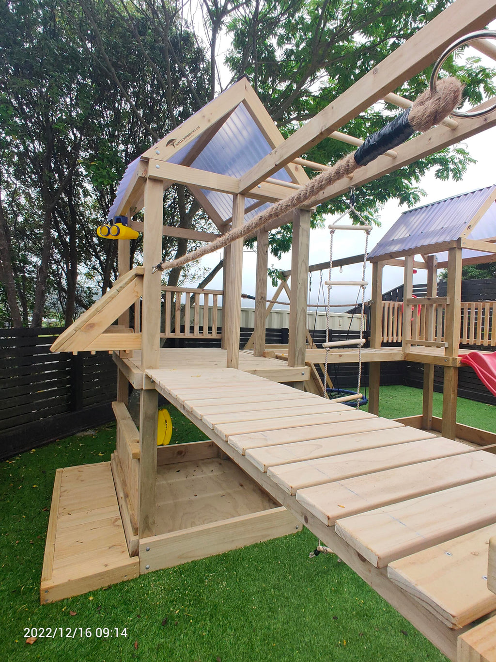 Triple Tower Playground (#11) - 3 x towers, with slides, monkey bars, bridges, swings and more