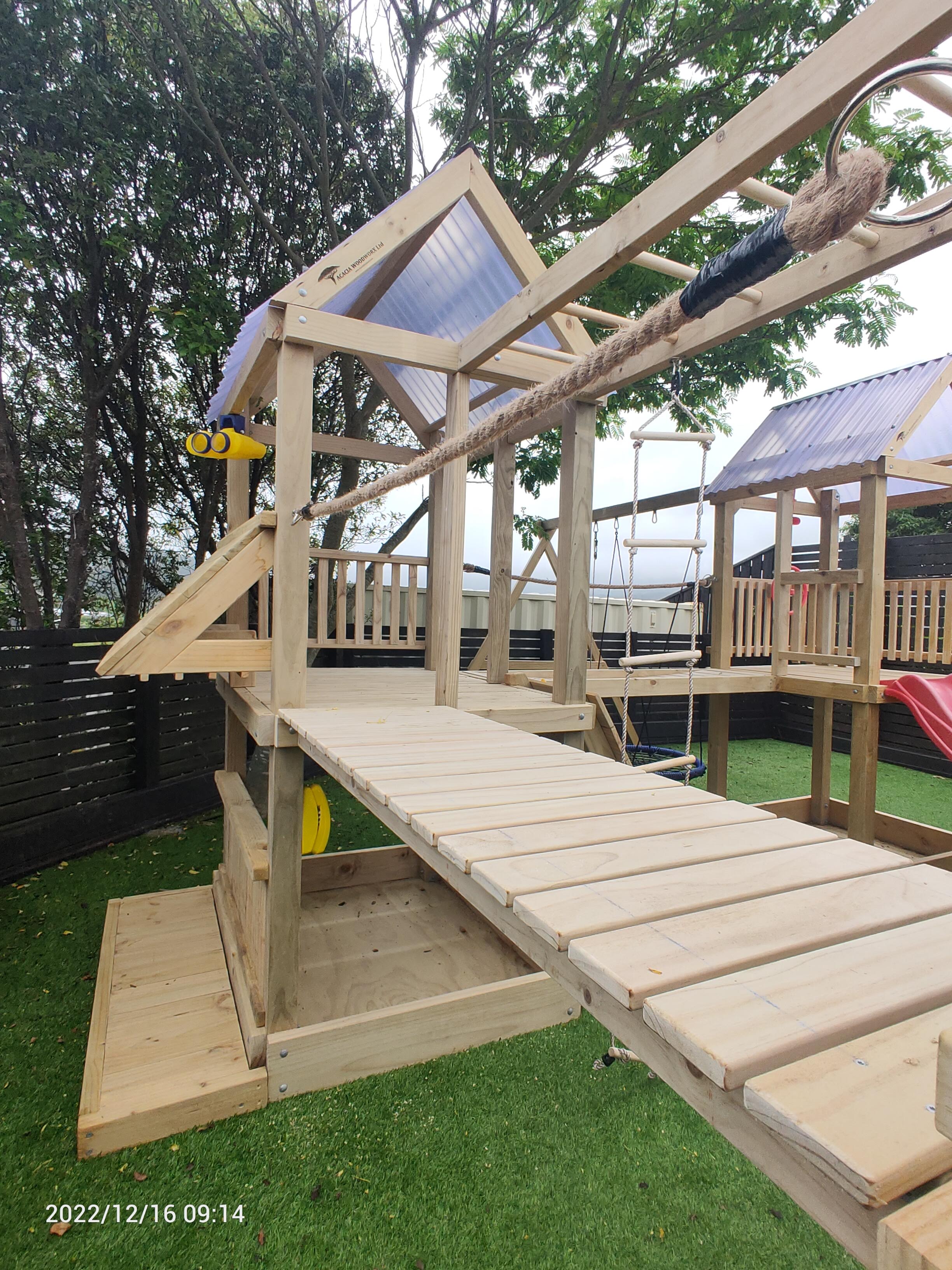 Triple Tower Playground (#11) - 3 x towers, with slides, monkey bars, bridges, swings and more